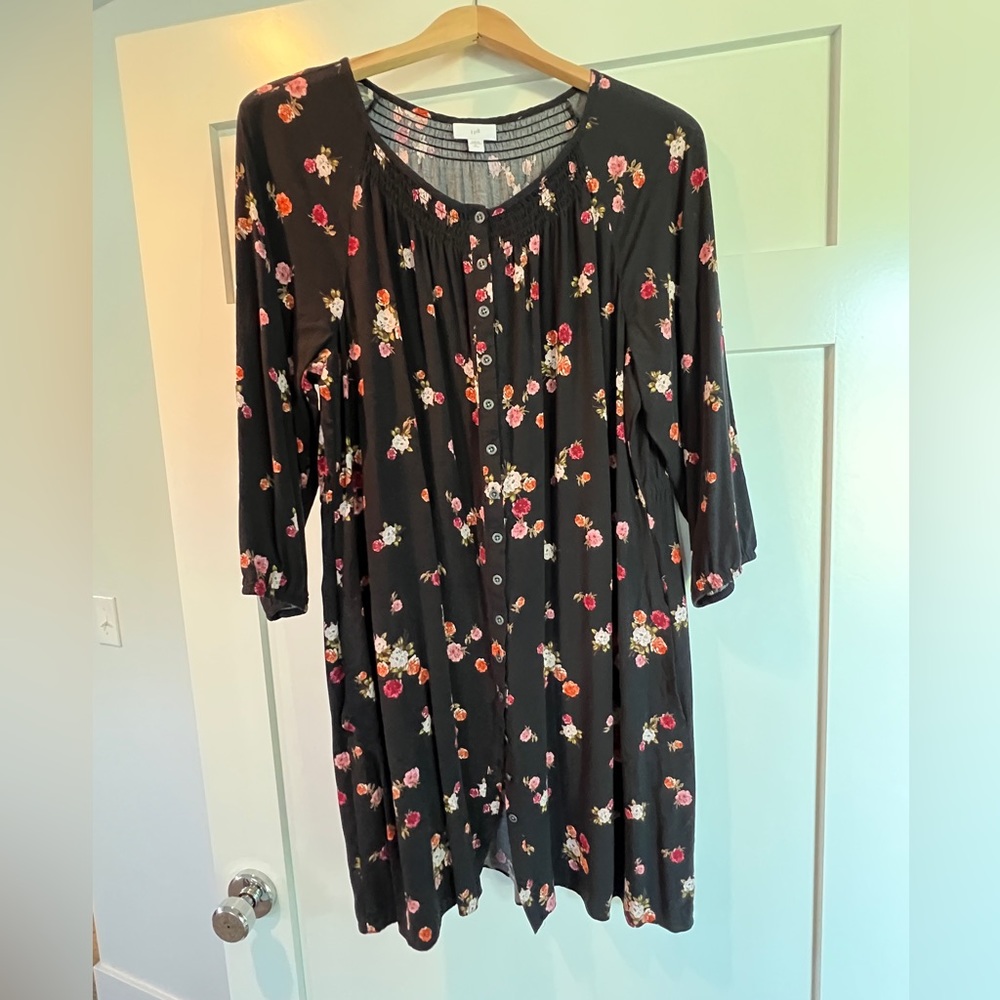 JJill button front, elastic back waist dress. Size XL petite.